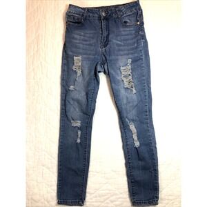 Blue Republic Jeans Juniors 11 Denim Blue Skinny Distressed Mid Rise Women's